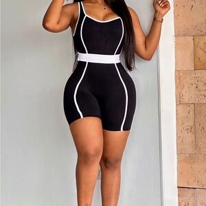 Black and White Bodycon Romper New